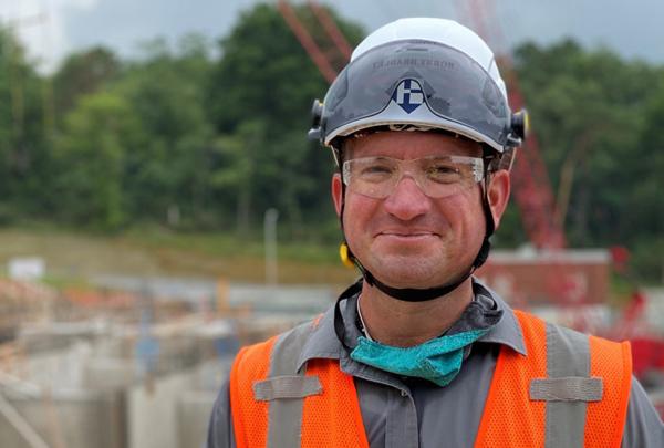 澳门足彩app Superintendent Bobby Bradley on a construction site.